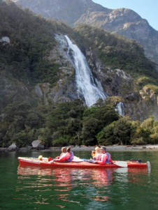  Kayaking past Bowen Falls 